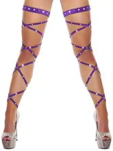 Adjustable Sexy Purple Diamante Leg Wraps