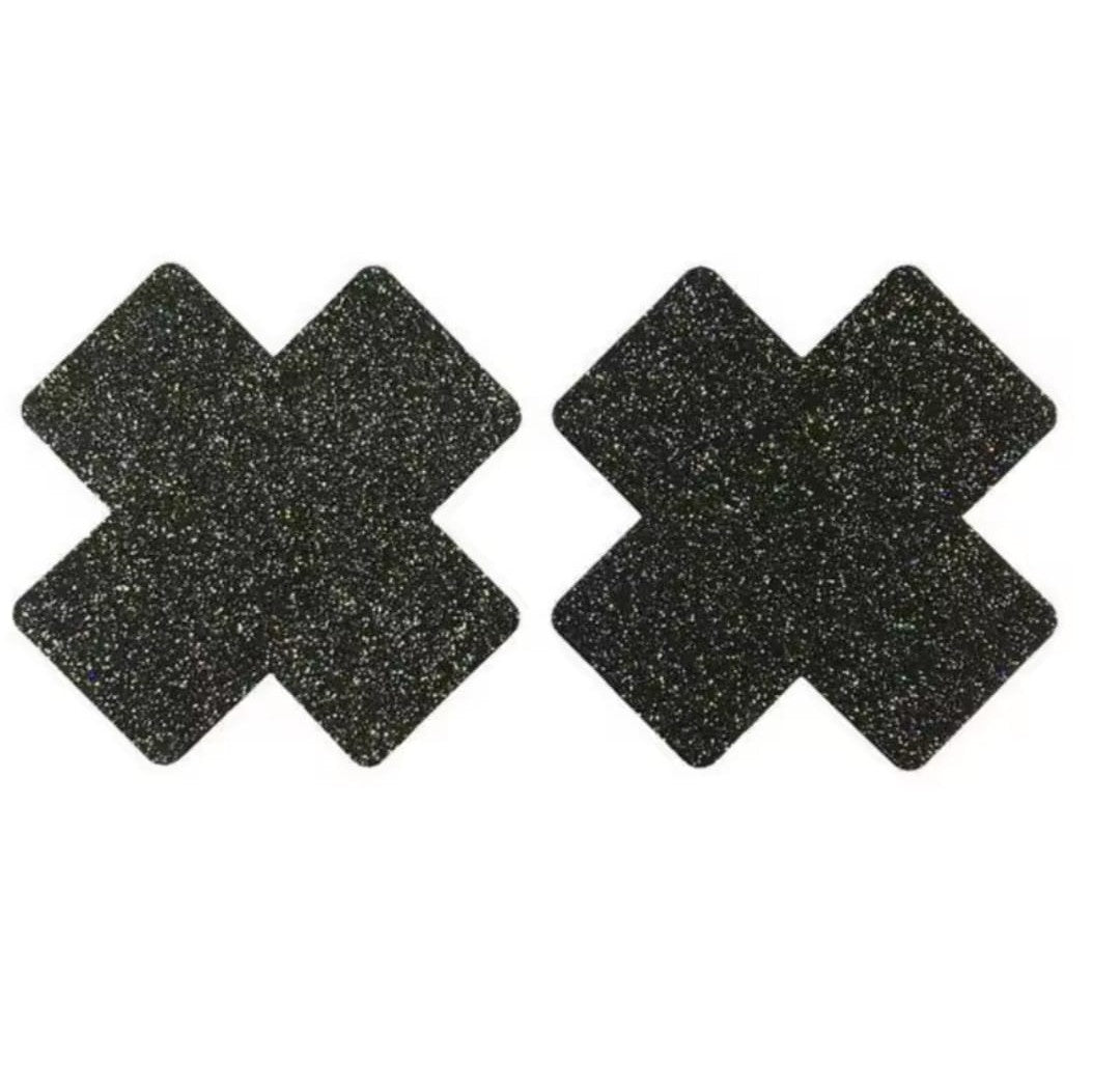 Midnight Black Glitter X Nipple Pasties – Soft, Breathable, Non-Marking & Sweat-Proof for Pole Dance & Performances (Copy)