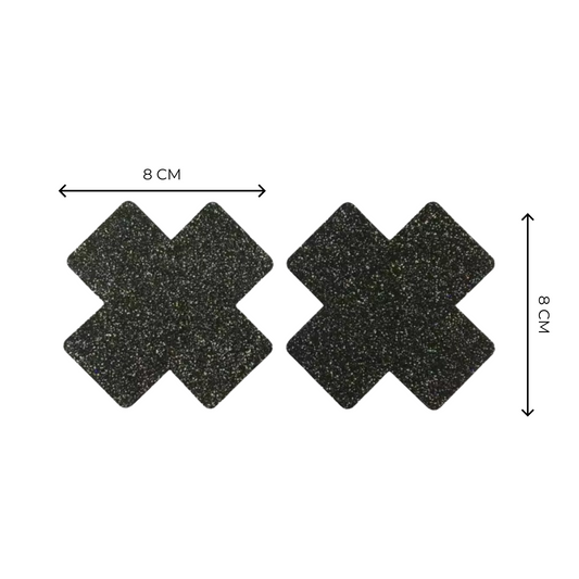 Midnight Black Glitter X Nipple Pasties – Soft, Breathable, Non-Marking & Sweat-Proof for Pole Dance & Performances (Copy)