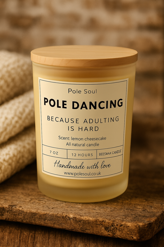 pole dancer candle, pole dance gift, scented candles for dancers, dancer gift candle, scented soy wax candle, studio ambiance candle, performance candle, luxury candle gift set, eco friendly candle, clean burning candle, beeswax candle