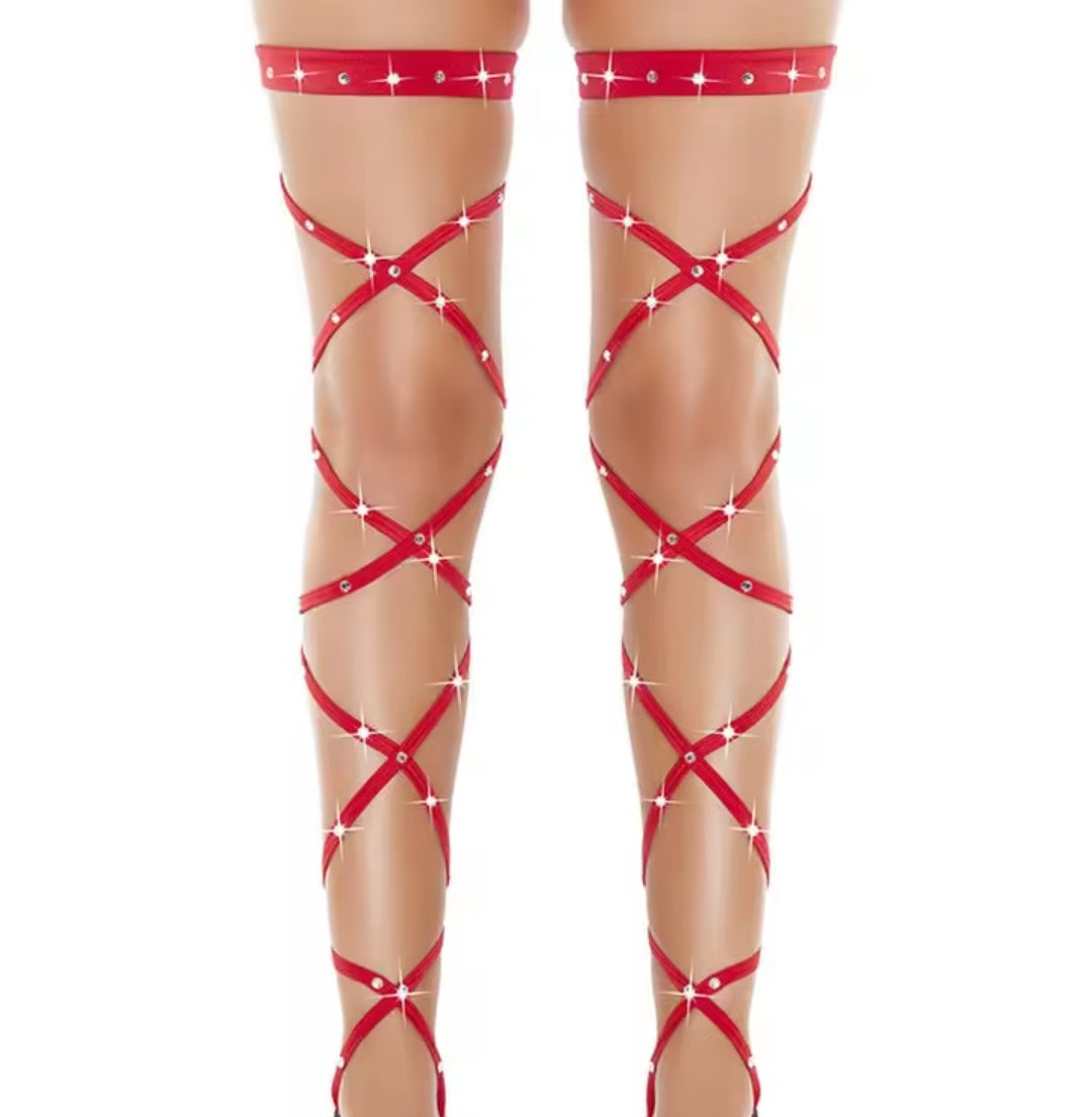 sexy red leg wraps for pole dancers