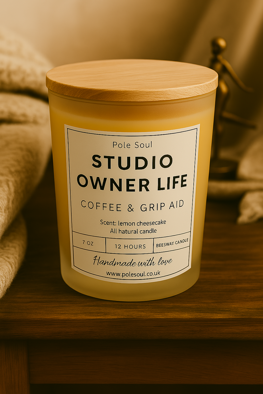 "Studio Owner Life" Handmade Beeswax Candle | Coffee & Grip Aid