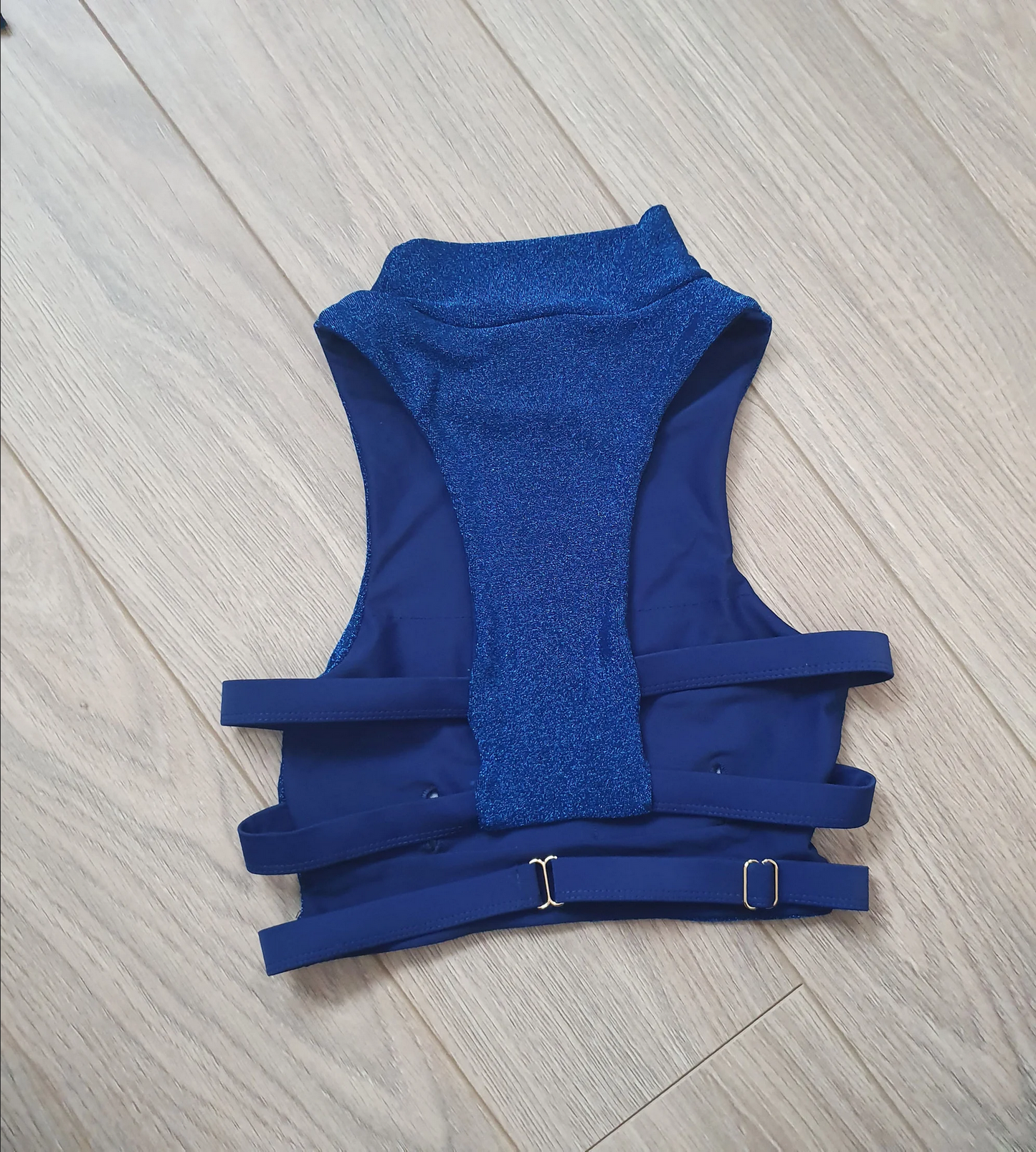 Glitter Blue High Neck Pole Dance Top - Pole Dance Clothing - Pole Dance Top