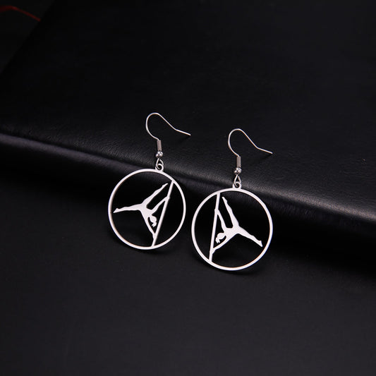 Pole dancer earrings, pole dance jewellery UK, pole fitness earrings, pole dancer gifts, Iron X jewellery, gold pole dancer earrings, silver pole dancer earrings, pole dance accessories UK, stainless steel pole dancer earrings