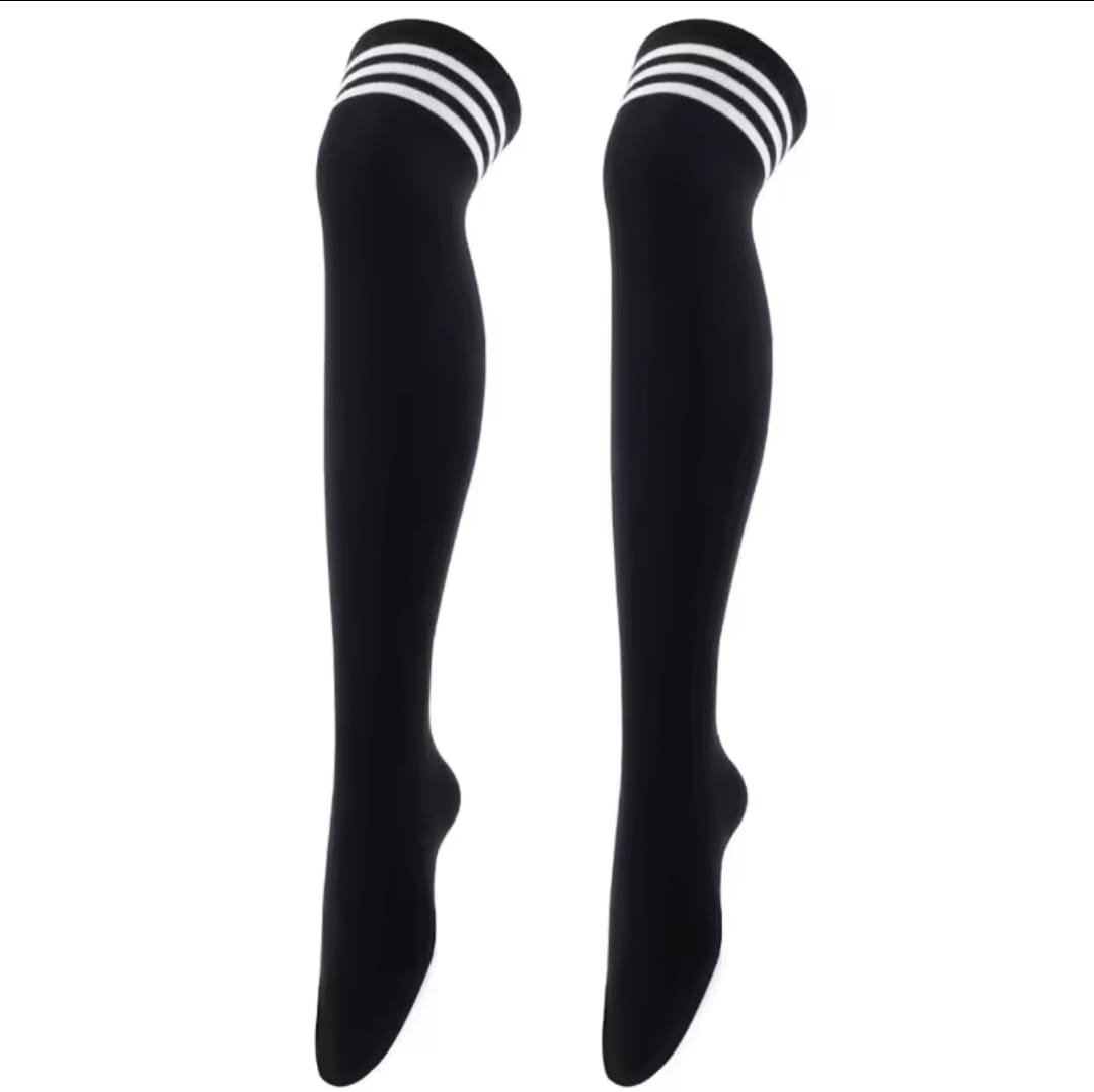 Black and White Over the Knee Pole Socks for Pole Dance. Pole Dance socks for Choreo.