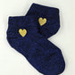 Blue Glitter Pole Dance Socks – Embroidered Heart, Sweat-Absorbing