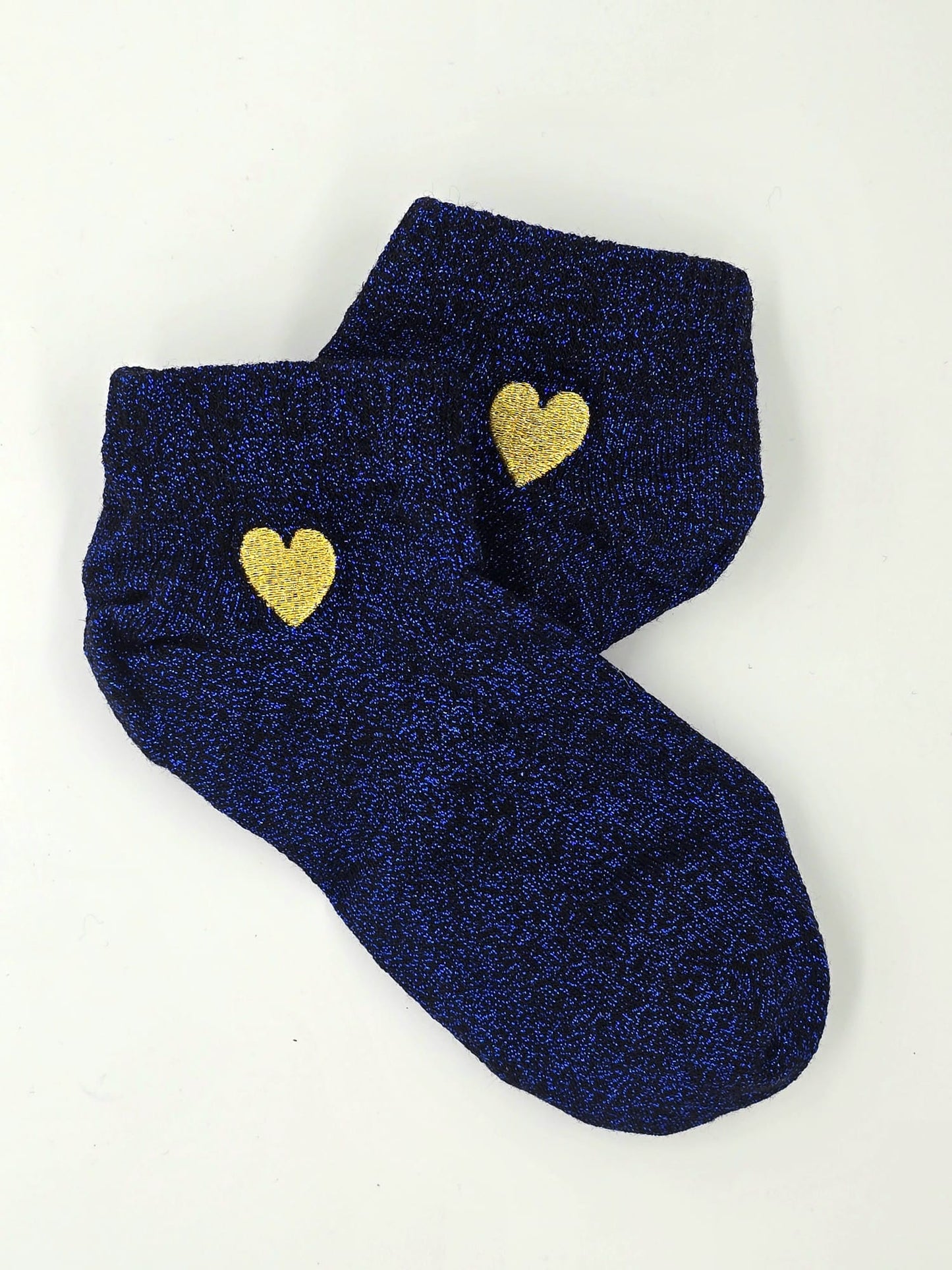 Blue Glitter Pole Dance Socks – Embroidered Heart, Sweat-Absorbing