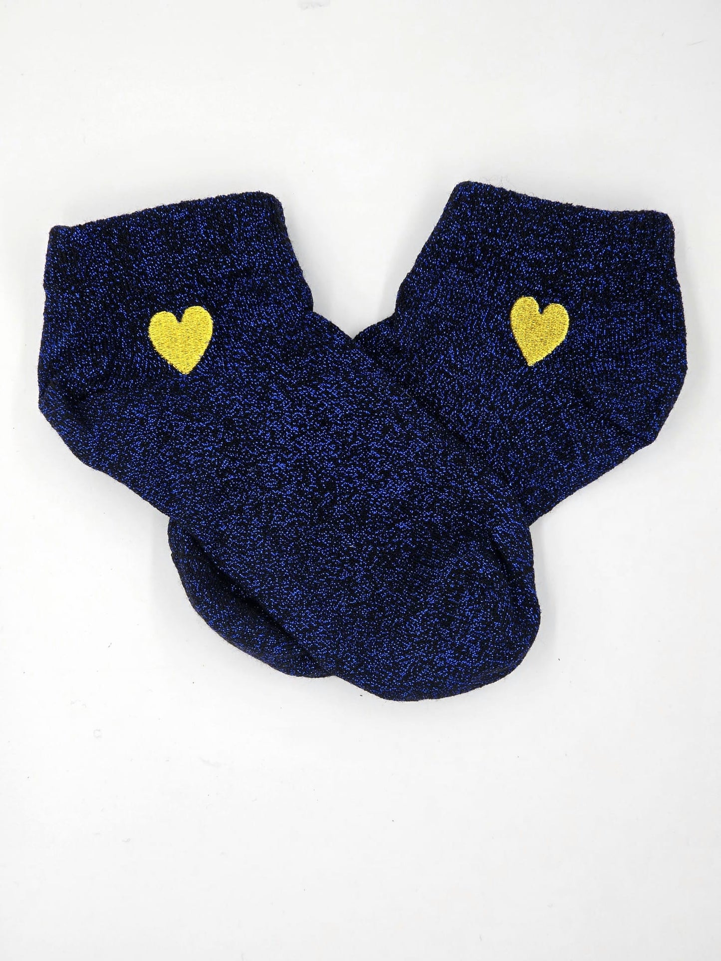 Blue Glitter Pole Dance Socks – Embroidered Heart, Sweat-Absorbing