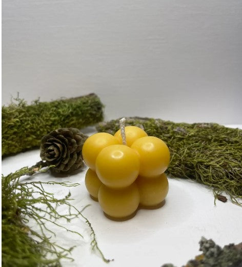 Bubble Cube Beeswax Candle | Small