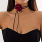 Burghandy Velvet Rose Choker – Elegant Pole Dance Accessory