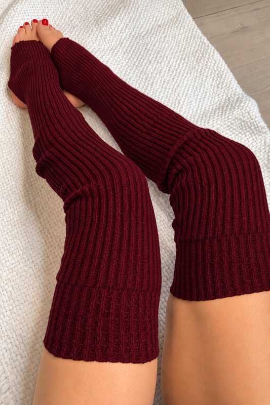 Thigh High Leg Warmer with Stirrups in red, Pole Dancer Leg Warmers, womens leg warmers, leg warmers for dance