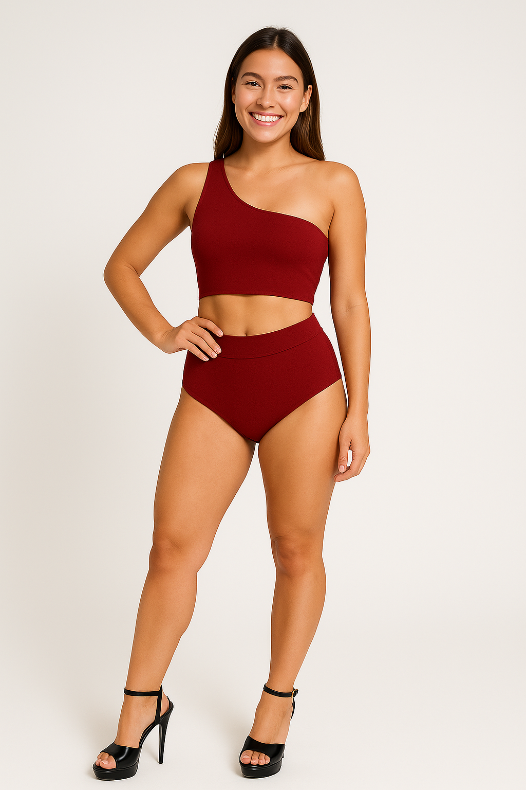 Crimson Blaze High-Waisted Scrunch Bum Shorts