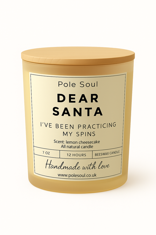 "Dear Santa I've Been Practicing My Spins" Handmade Beeswax Candle | Christmas Gift