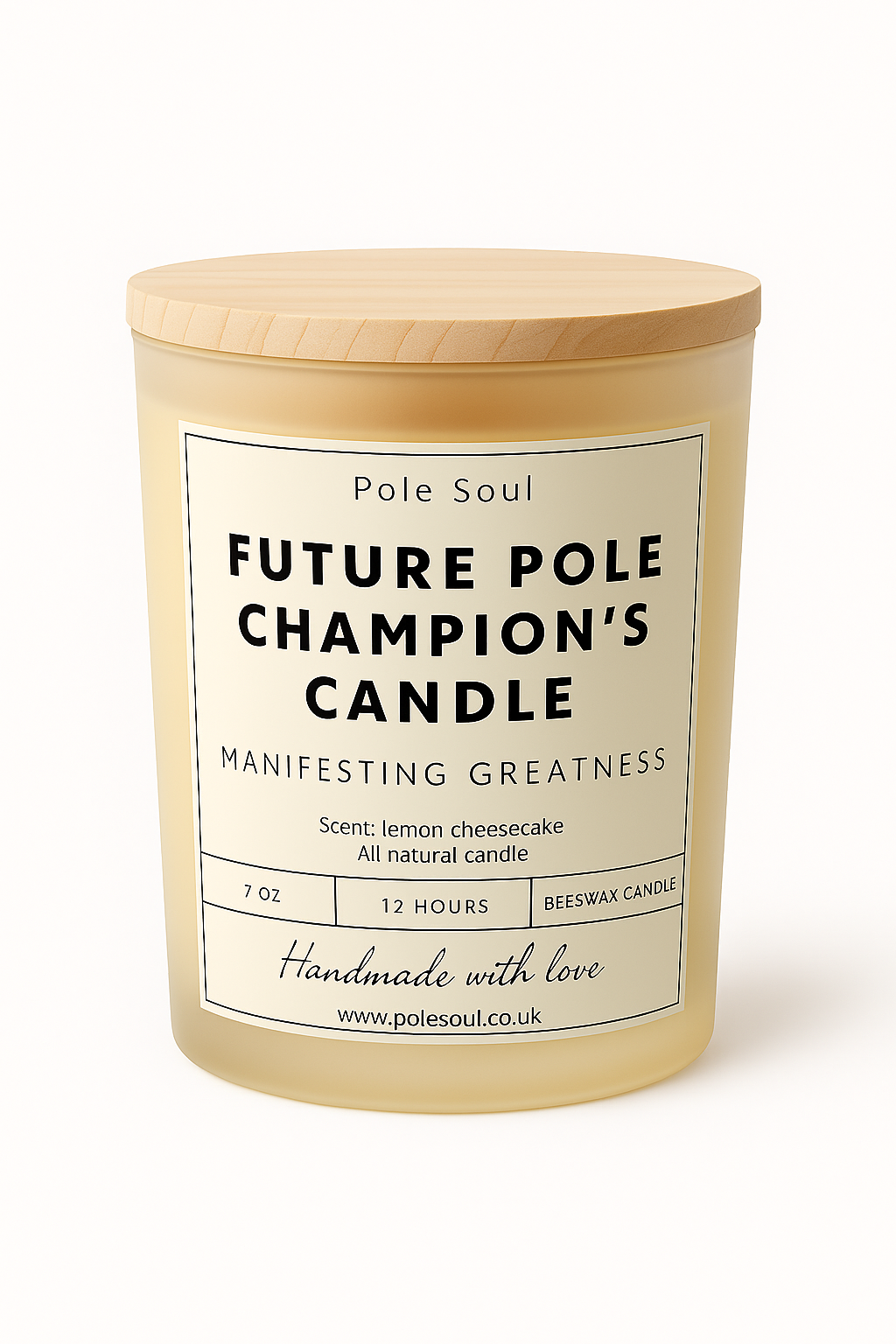 "Future Pole Champion" Luxury Beeswax Candle | Lemon Cheesecake Scent | Manifestation Collection
