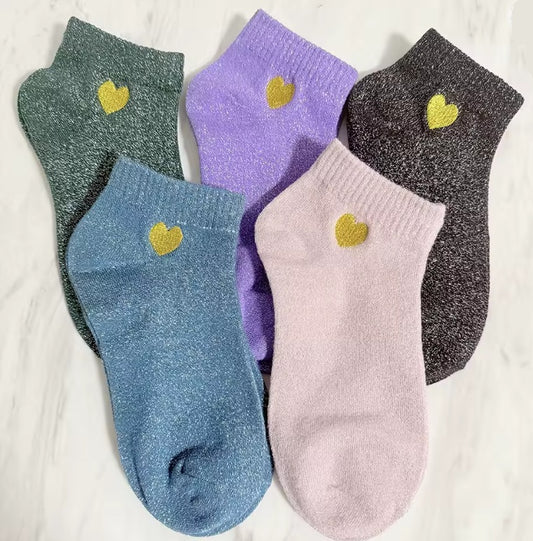 Green Glitter Pole Dance Socks – Embroidered Heart, Sweat-Absorbing