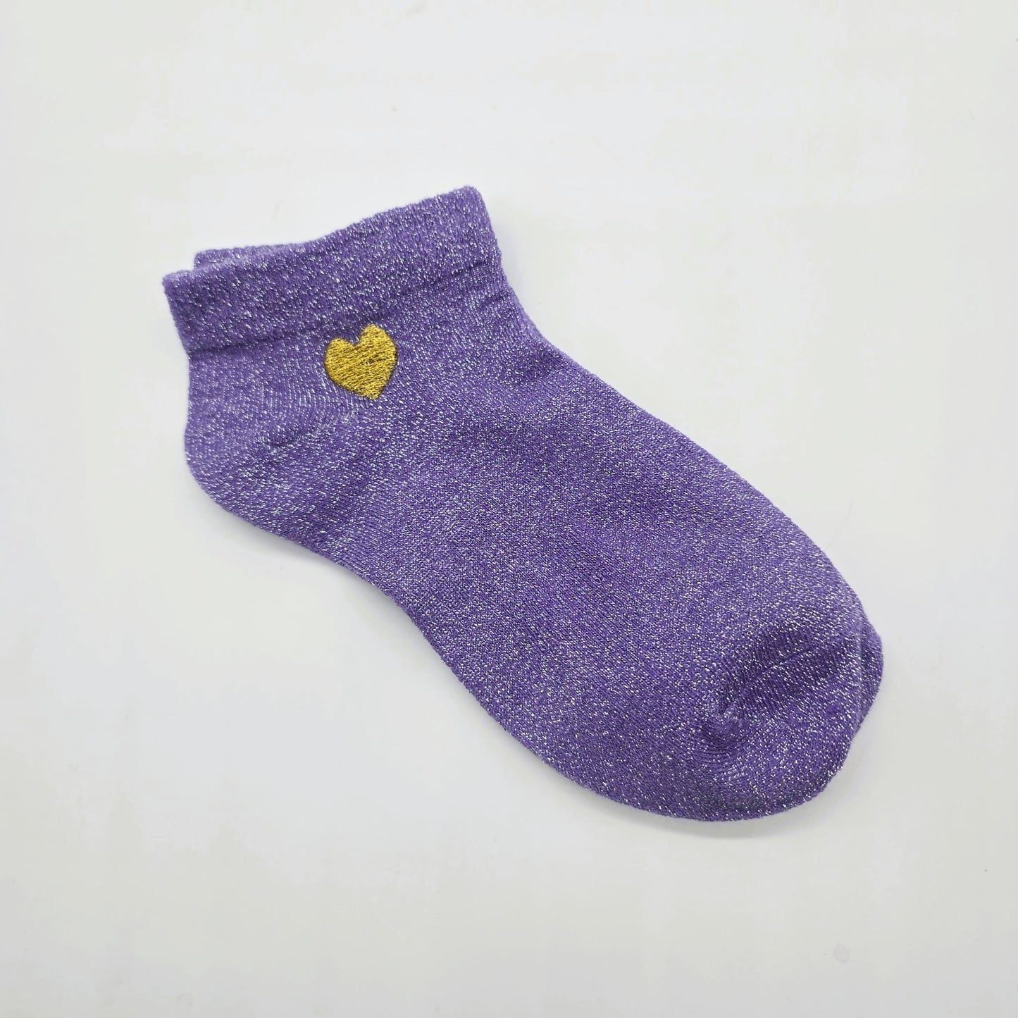 Puple Glitter Pole Dance Socks – Embroidered Heart, Sweat-Absorbing