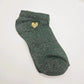 Green Glitter Pole Dance Socks – Embroidered Heart, Sweat-Absorbing