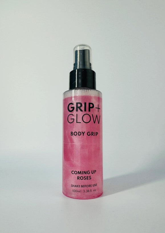 Grip + Glow Coming up Roses tacky body grip (100ml) – vegan, alcohol-free, non-sticky pole dancing grip aid for pole fitness, training, and performances. Sweat-resistant and perfect for dry skin