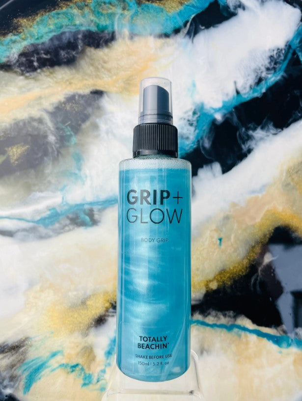 Grip + Glow Dewy/Tacky Body Grip - Totally Beachin (100ml/Travel Size), Pole dance grip bottle, Body grip for pole fitness 