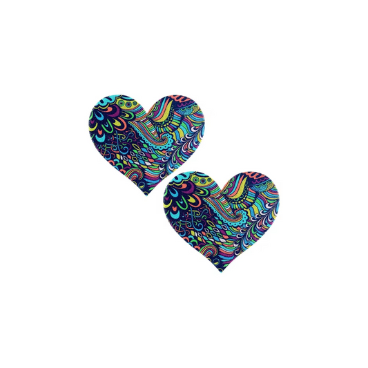 Wild Pulse Colourful Heart Pasties – Sweat-Resistant & Skin-Safe Covers for Pole Dance, Raves & Performance