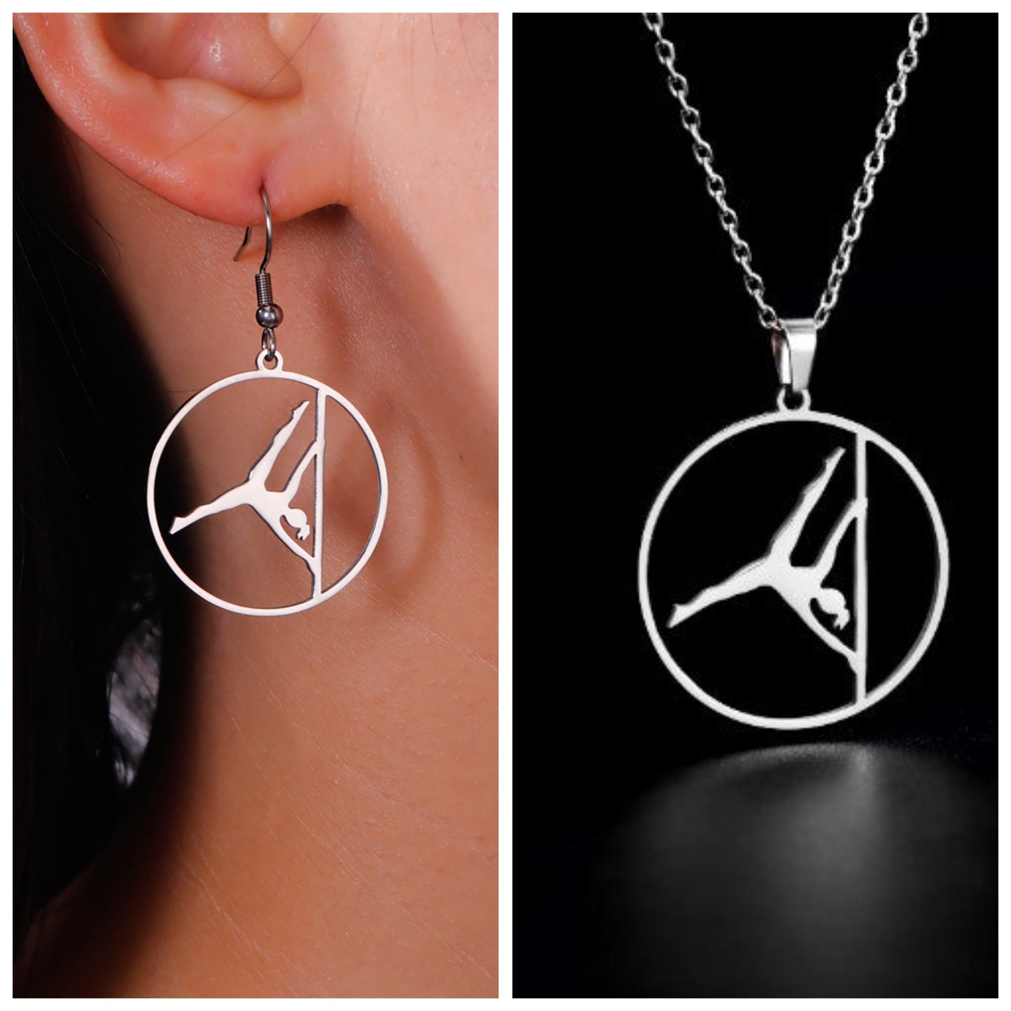 Iron X Pole Dance Jewellery Set Necklace and Earrings in Gold - Perfect Gift for Pole Dancers, Pole Dance Jewellery, Pole Fitness Jewellery, Pole Fitness gift, Pole Dance Gift