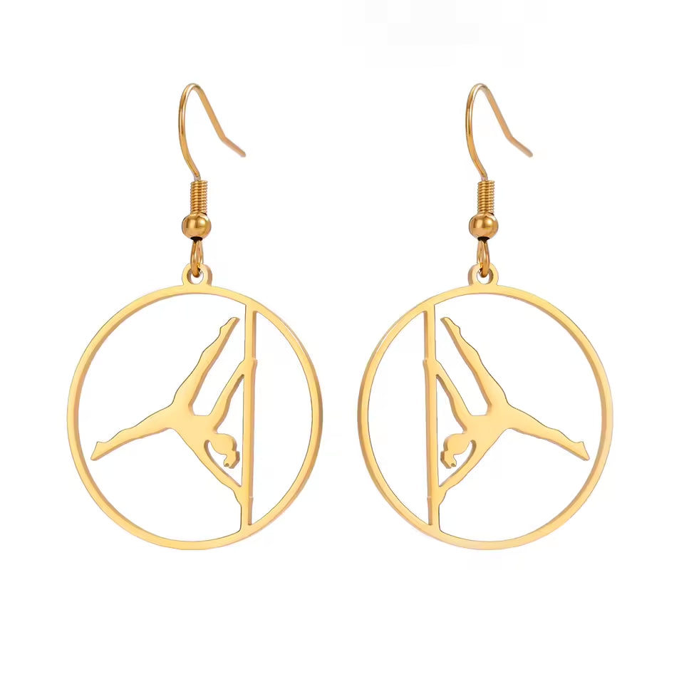 Pole Dancer Iron X Earrings – in Gold & Silver | Unique Pole Dance Jewellery Gift