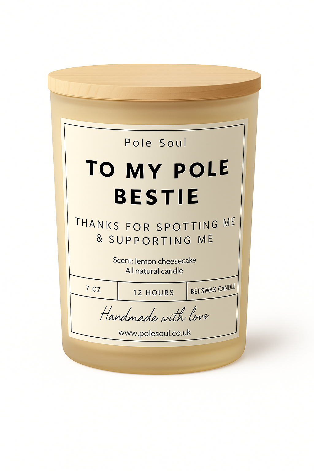 Pole Bestie Candle – Lemon Cheesecake Scented Beeswax | Pole Dancer Gift | Handmade by Pole Soul