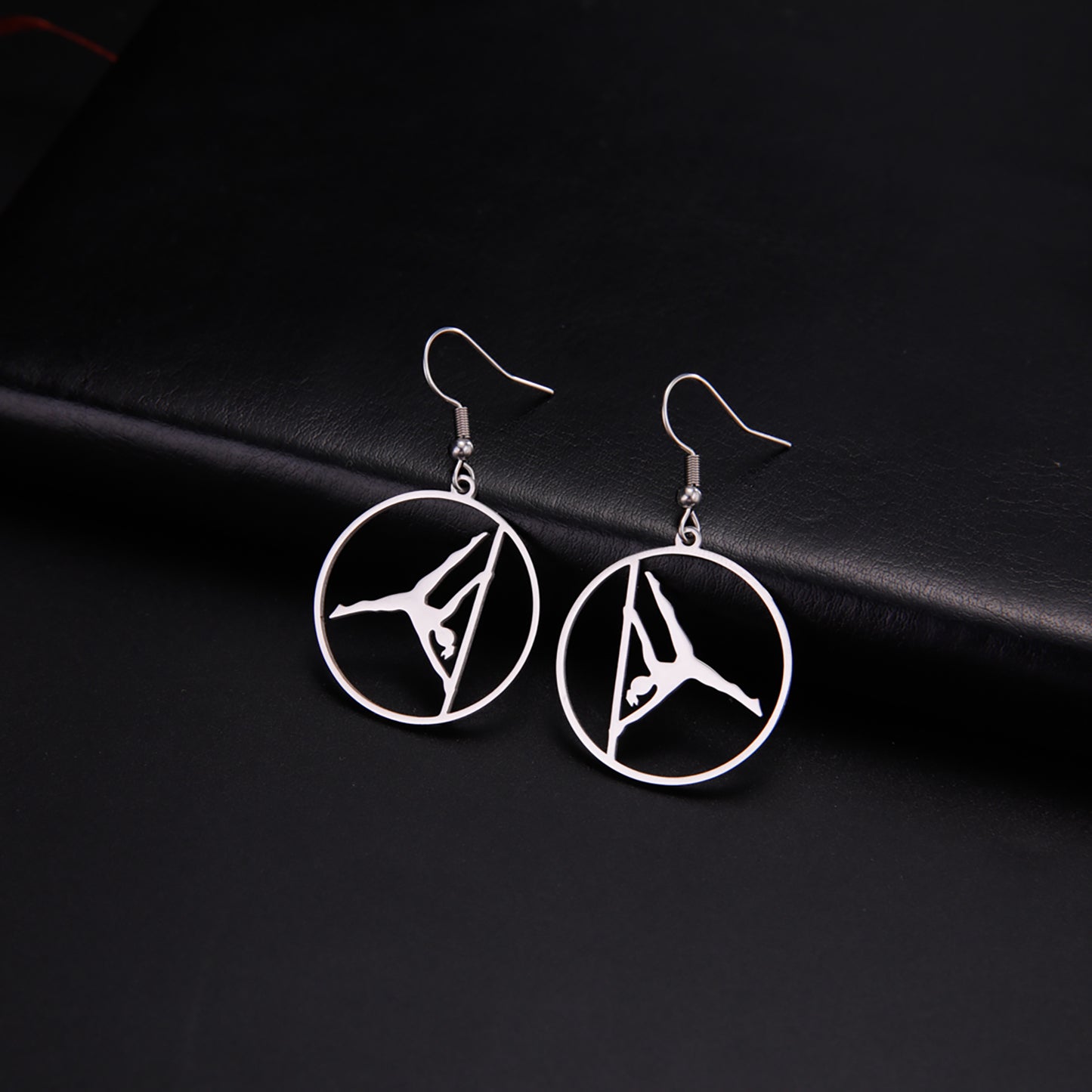 pole dancer earrings, pole dance jewellery, Iron X pole dancer earrings, pole dance gift, pole fitness gift, gift for pole dancer