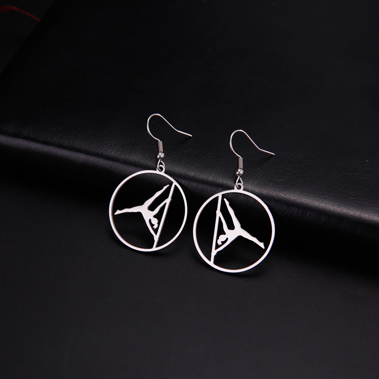 pole dancer earrings, pole dance jewellery, Iron X pole dancer earrings, pole dance gift, pole fitness gift, gift for pole dancer