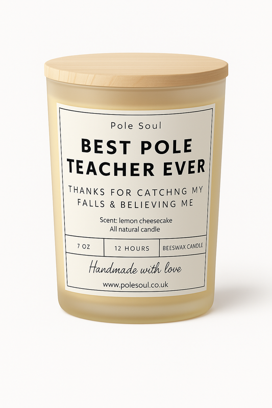 pole dancer candle, pole dance gift, scented candles for dancers, dancer gift candle, scented soy wax candle, studio ambiance candle, performance candle, luxury candle gift set, eco friendly candle, clean burning candle, beeswax candle