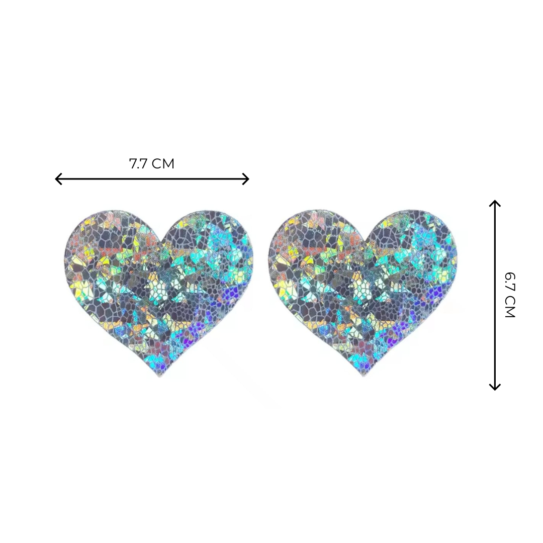 reflective mosaic heart nipple pasties with a mermaid scale pattern, nipple covers, accessories for pole dancers, skripper pasties, stripper accessories