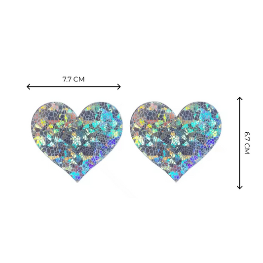 reflective mosaic heart nipple pasties with a mermaid scale pattern, nipple covers, accessories for pole dancers, skripper pasties, stripper accessories