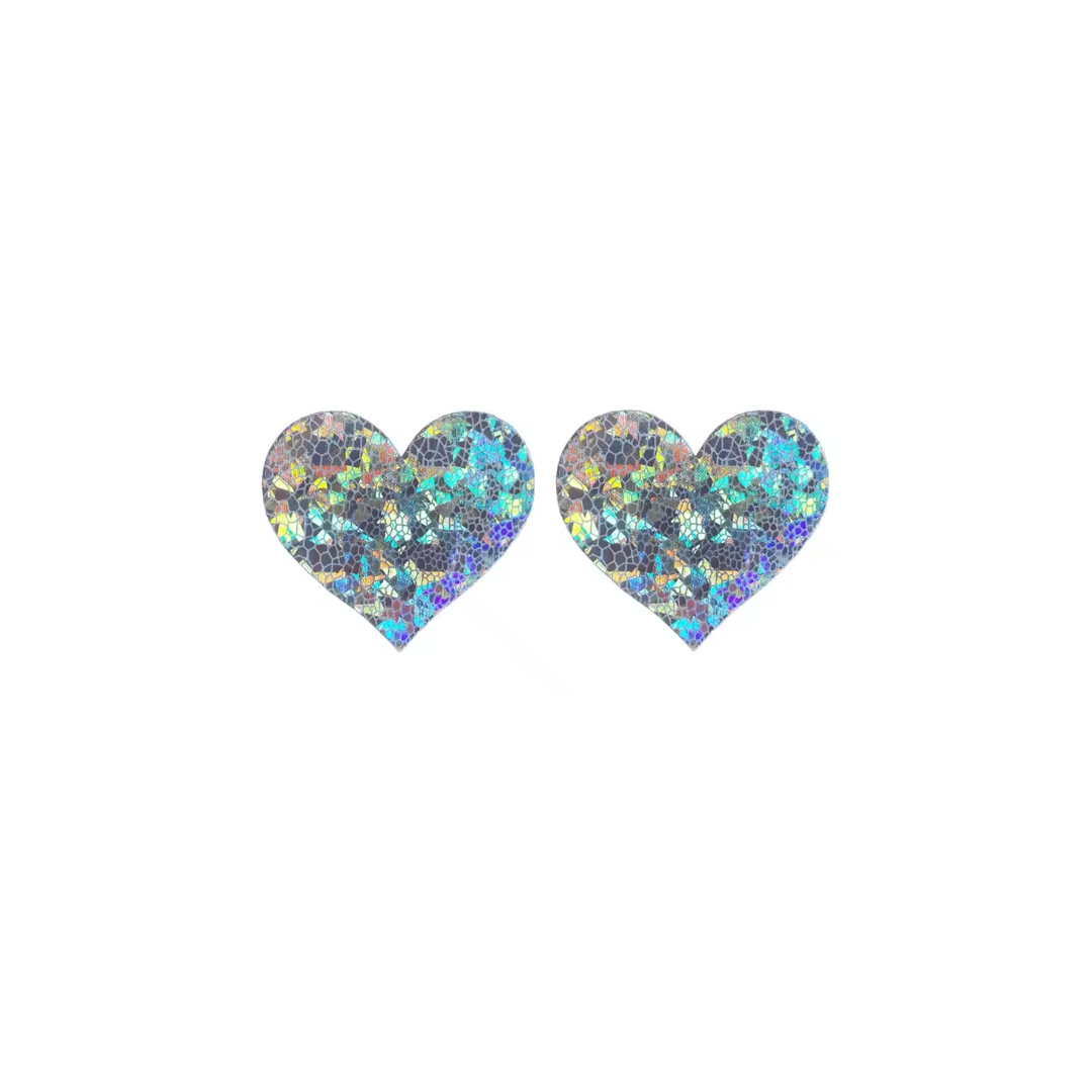 Reflective Mosaic Heart Nipple Pasties – Holographic, Sweat-Resistant & Skin-Safe Covers for Pole Dance, Raves & Performance