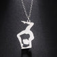 Polished Stainless Steel Gemini Pole Dance Necklace with pendant depicting a pole dancer in an inverted pose