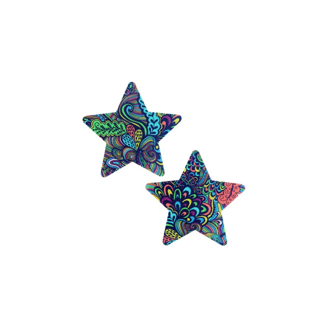 Starstruck Psychedelic Star Pasties – Breathable, Reusable Nipple Covers for Pole Dance, Raves & Festival Looks