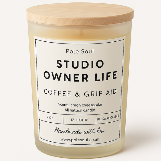 "Studio Owner Life" Handmade Beeswax Candle | Coffee & Grip Aid