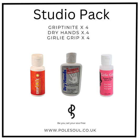 Studio pack, dry hands, pole grips, girlie grip, griptinite, pole soul grips, pole dance grips, pole fitness grips