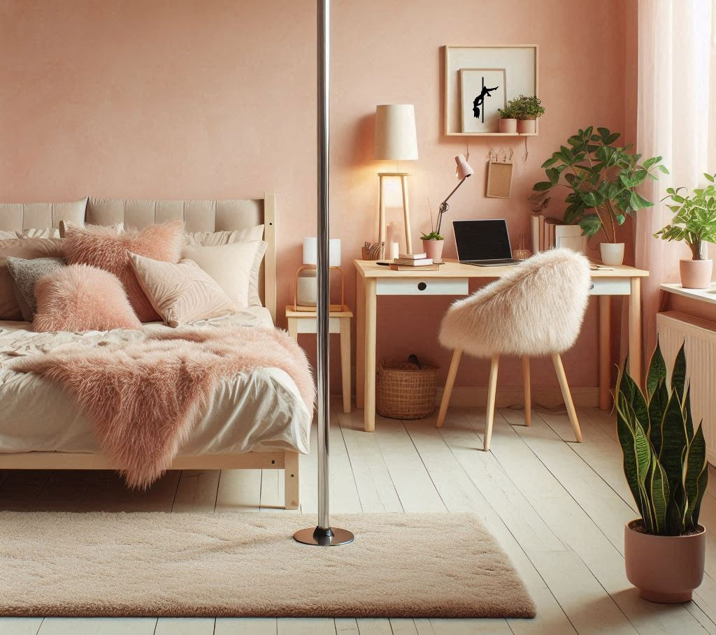 Vinyl Pole Dancer Sticker in frame creating a stunning piece of art, showcased in a ladies bedroom.