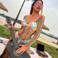 Rainbow pole outfit, Fishnet pole dancing bodysuit, Festival bodysuit, One size polewear, Colourful pole dance costume, Pole fitness clothing UK