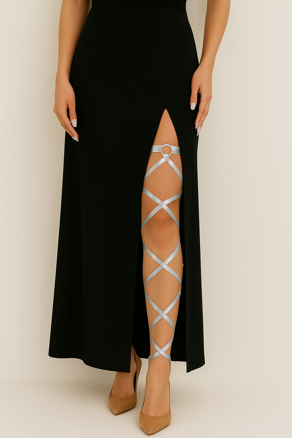 Adjustable Sexy Silver Leg Wraps