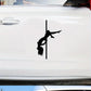 Vinyl Pole Dancer Sticker on car door, pole dance gift.