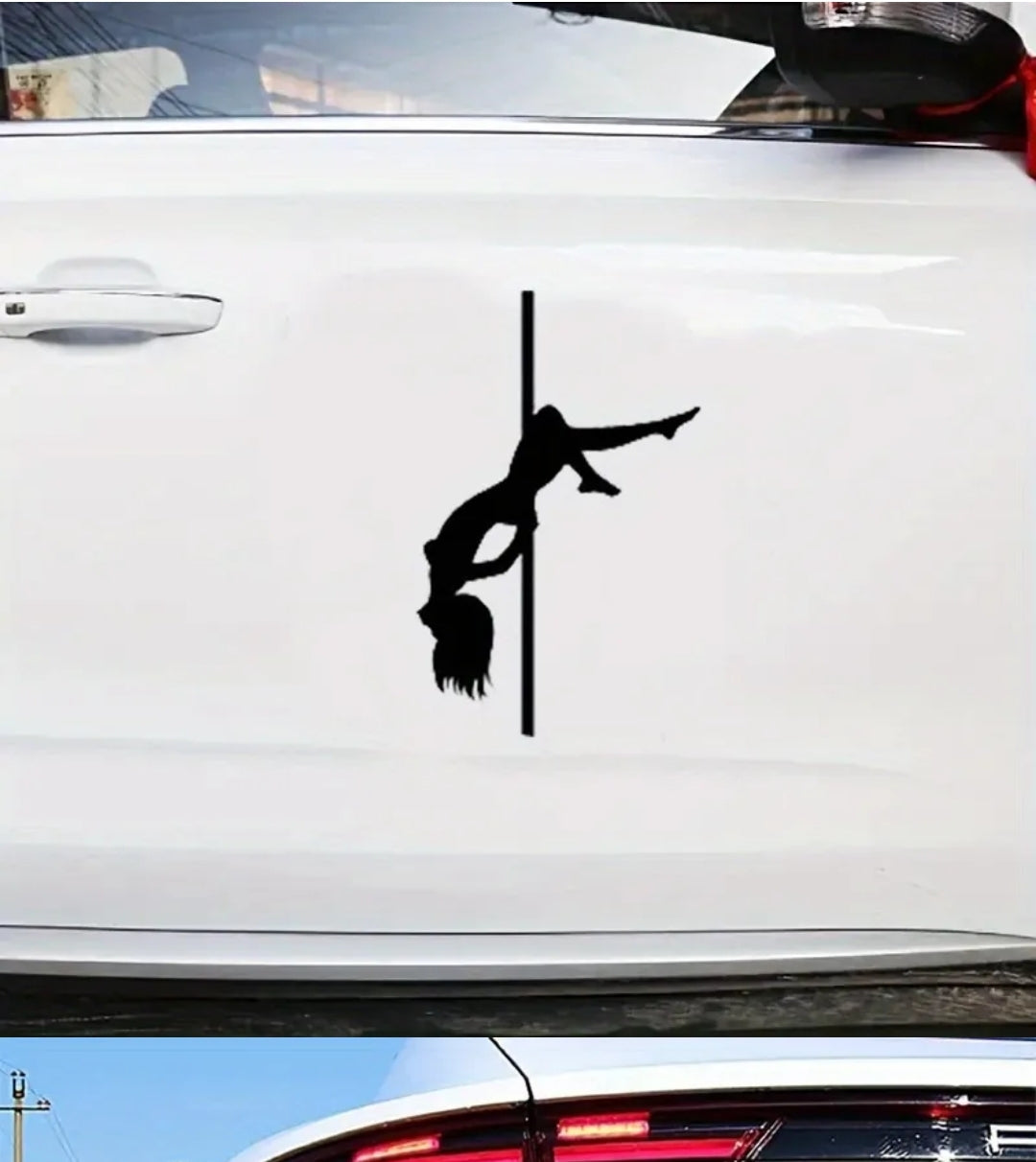 Vinyl Pole Dancer Sticker on car door, pole dance gift.