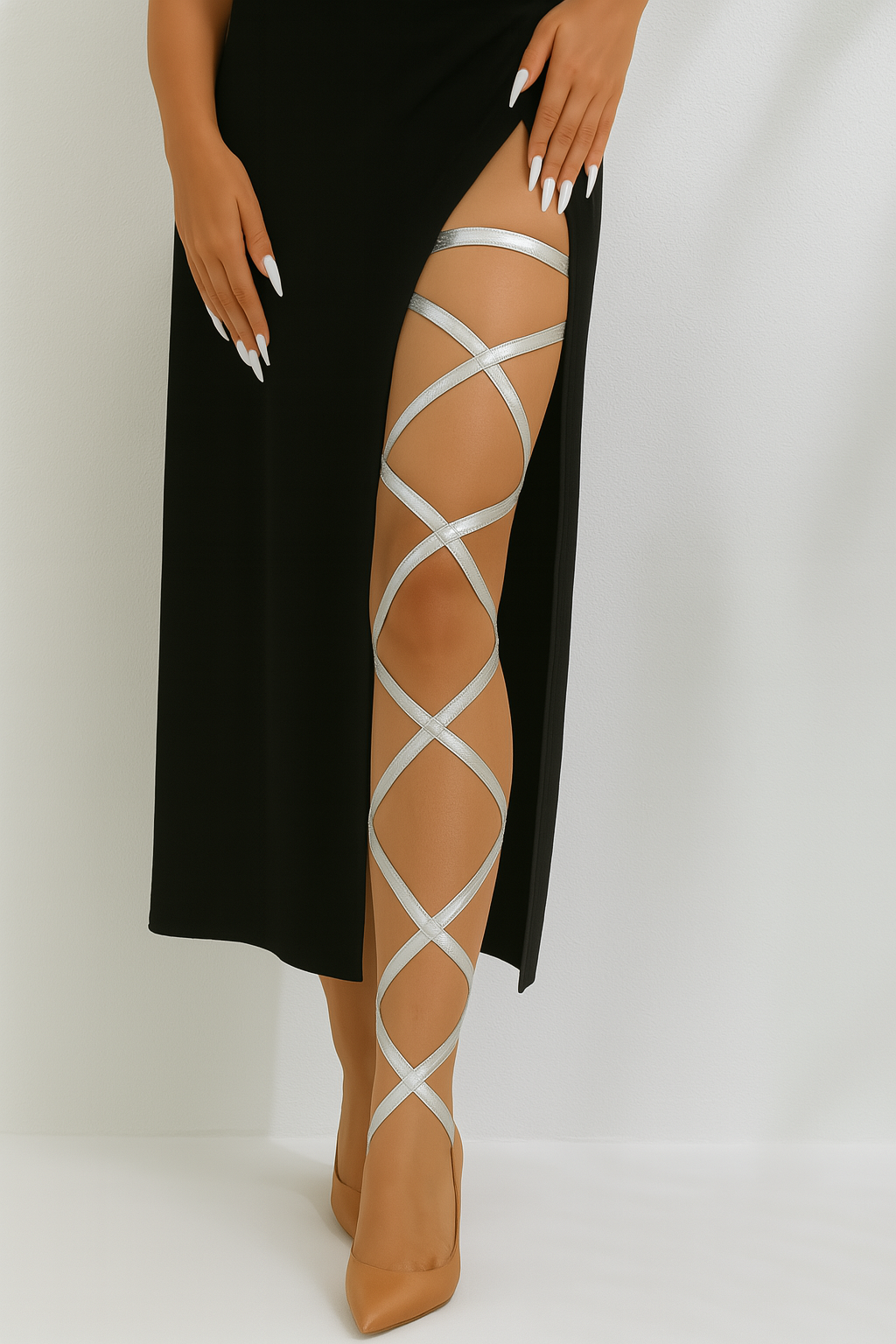 Adjustable Sexy Silver Leg Wraps