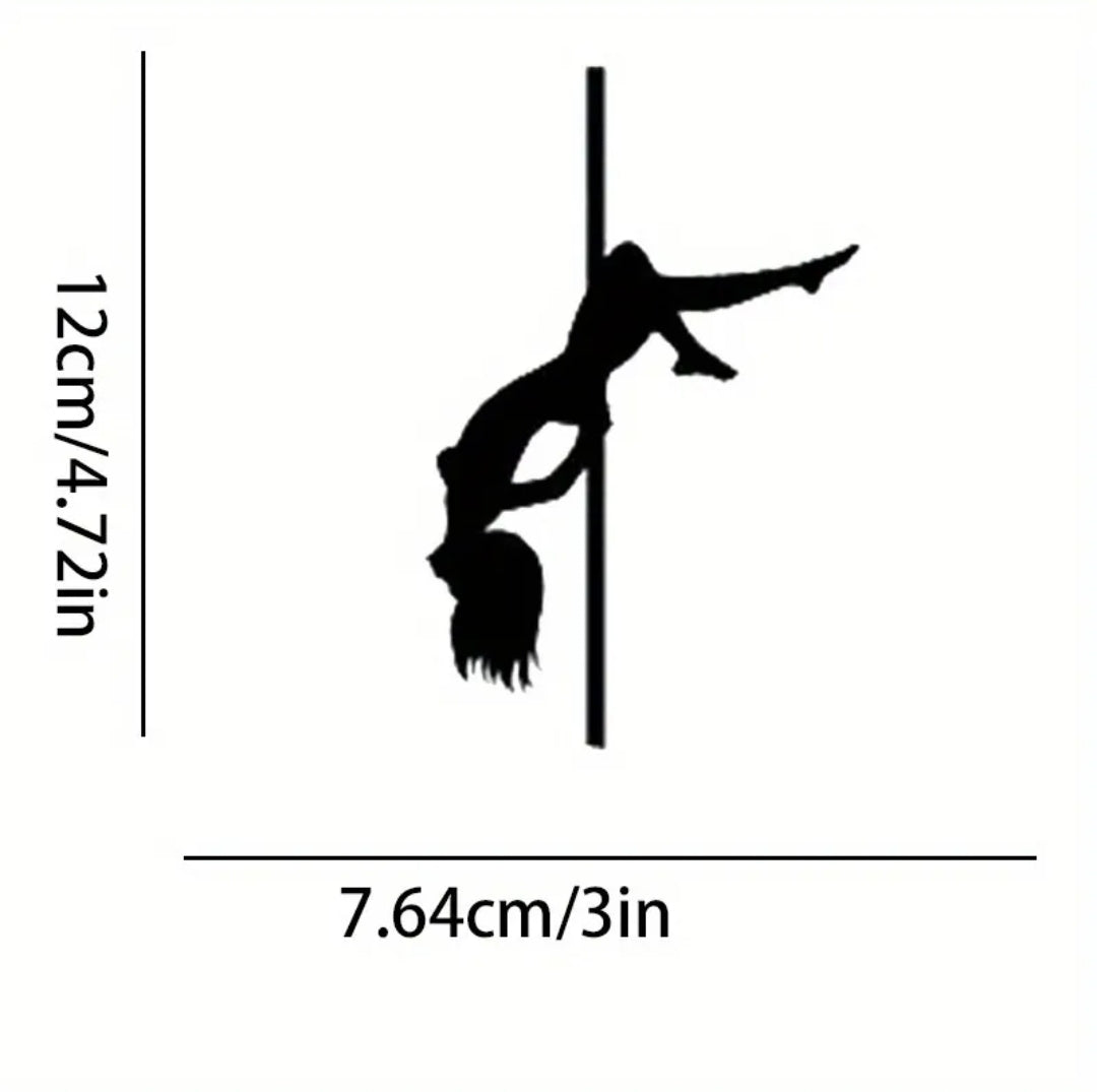 Vinyl Pole Dancer Sticker, gift for pole dancers. Photo showing sizing.