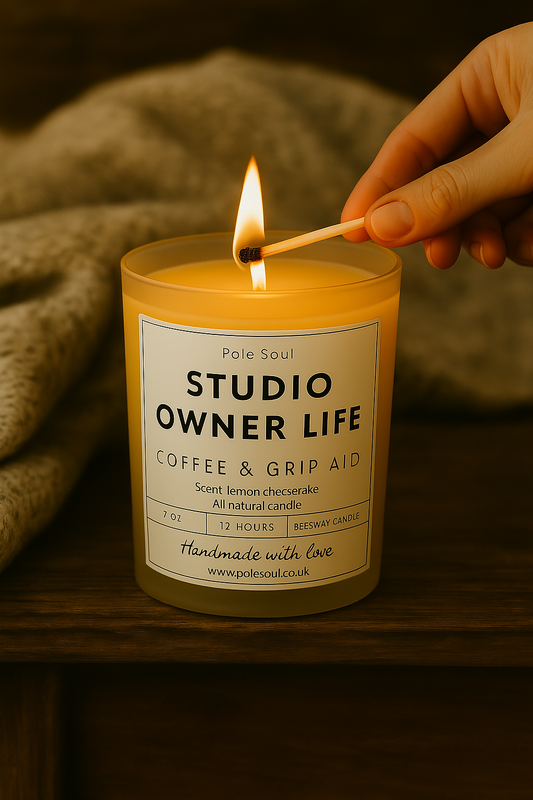 "Studio Owner Life" Handmade Beeswax Candle | Coffee & Grip Aid