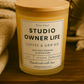 "Studio Owner Life" Handmade Beeswax Candle | Coffee & Grip Aid